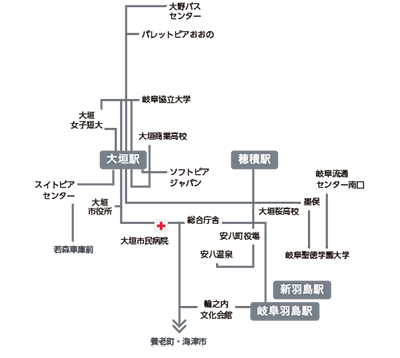 西濃　名阪近鉄バス　対象路線図　交通広告　大垣　サイネージ
