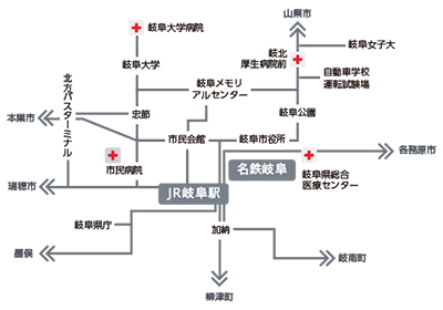 岐阜バス　対象路線図　岐阜地域　交通広告　サイネージ